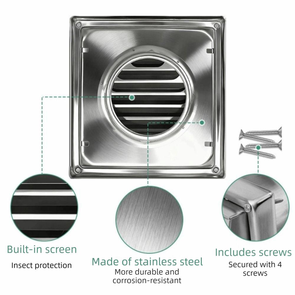 Durable Dryer Vent Cover Stainless Steel Extractor Wall Vent Ventilation Outlet Outdoor Walls