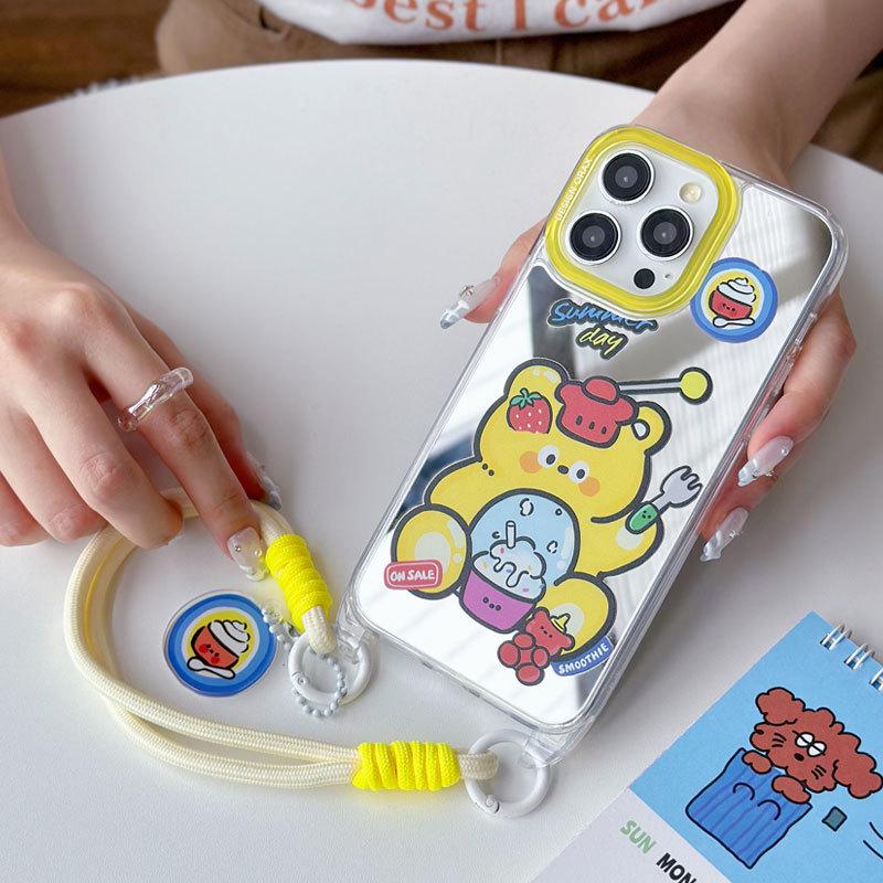 Чехол Zhitai 16 Lanyard Mirror для iPhone 15 Pro, 13/12 Pro Max (Летнее издание)