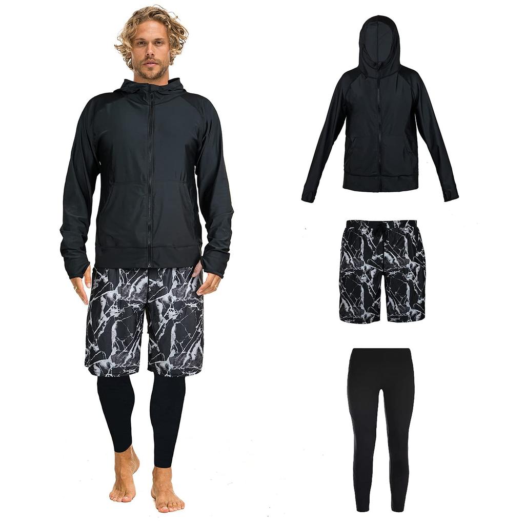 ARMOTO Rash Long Sleeve and Surf Pants for Fitness UPF Suitable for and Plus Sizes Men's Guard, Hoodie, Leggings, [UV Protection, 50+, Sweat-Wicking,