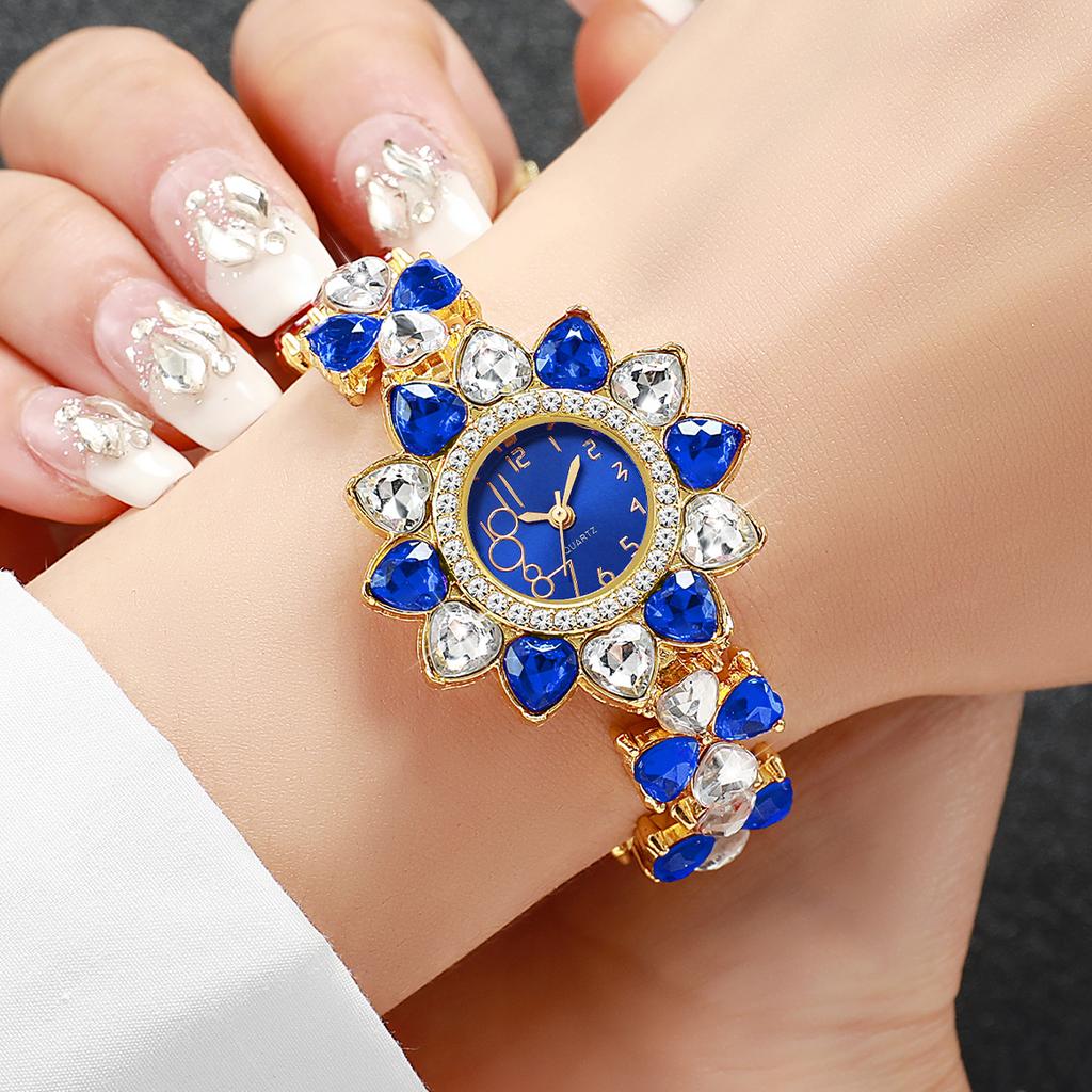 4 шт./набор Женские подарочные часы Романтический креативный циферблат с узором Модные темпераментные элегантные кварцевые часы (Коробка в комплект не входит)