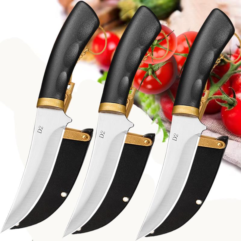 Нож для фруктов из нержавеющей стали Монгольский тесак для мяса Карманный нож Многофункциональный Нож для разделки мяса для барбекю Нож для обвалки с ножнами