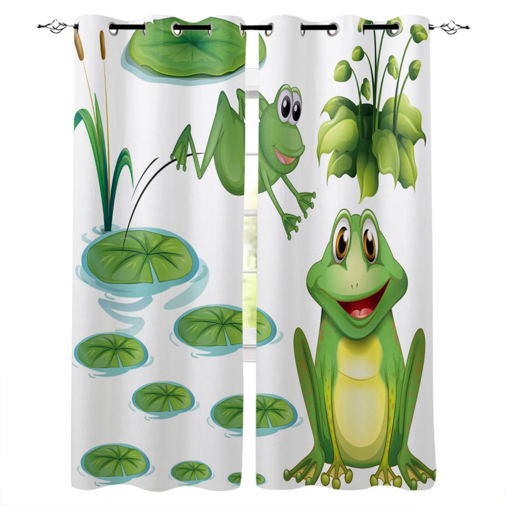 Bamboo And Frog Window Curtains Curtains for Living Room Decorative Items Living Room