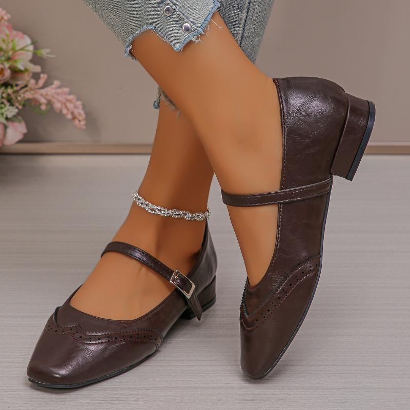 Женские туфли дерби с квадратным носком, женская обувь с неглубоким носком, кожаные, удобные, на плоской подошве, туфли Мэри Джейн, женские, удобные
