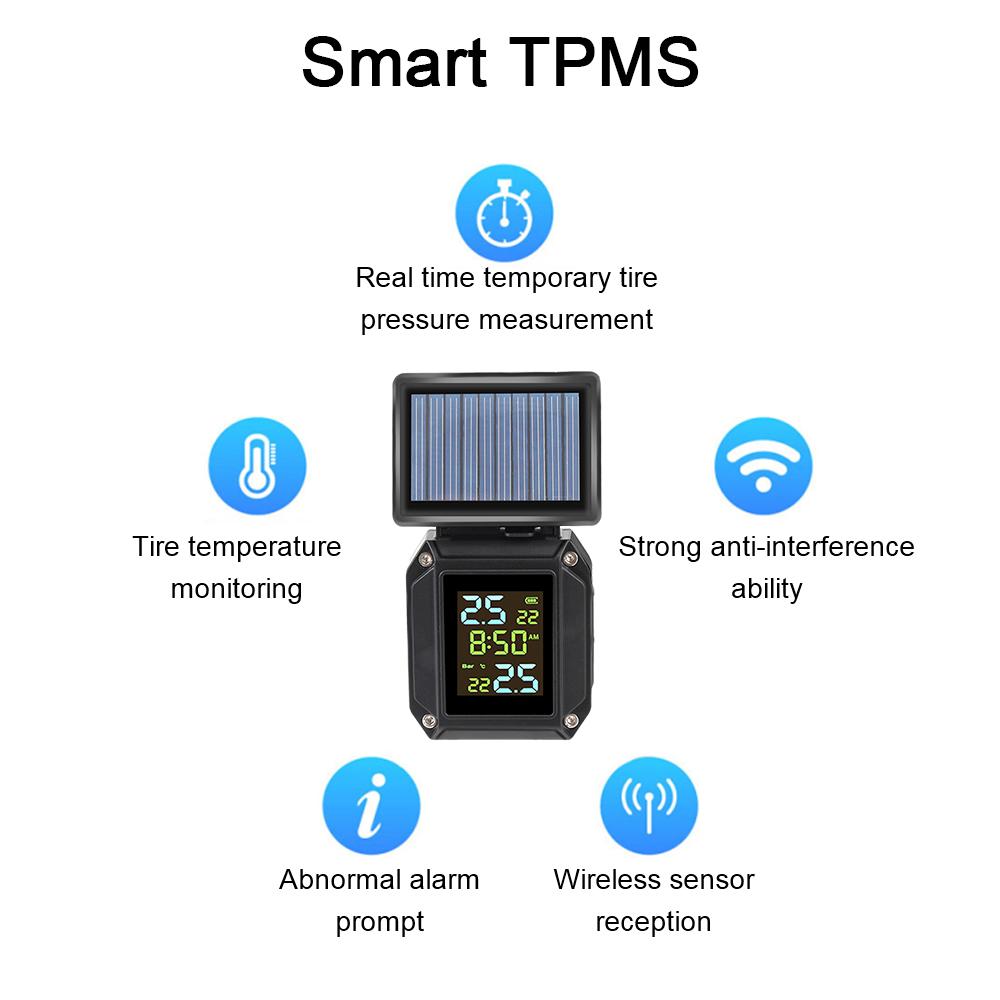 С часами 0-6 бар мотоцикл Solor TPMS 2 датчика система контроля давления в шинах тестер шин сигнализация мото аксессуары универсальный
