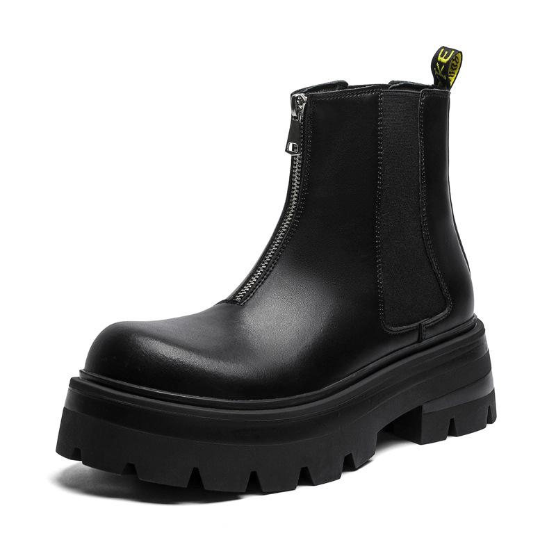 Модные мужские повседневные ботинки челси в английском стиле, дизайнерская обувь, ковбойские ботинки на платформе в стиле хип-хоп и рок, оригинальные кожаные ботинки для мотоциклистов