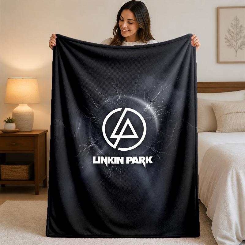 Linkin Park Print Flannel Blanket Cozy Lightweight Plush Throw Blanket For Bed Sofa Household Use