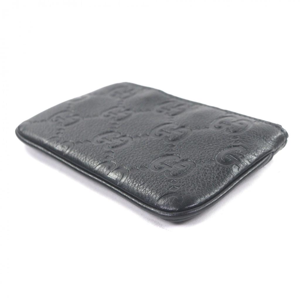 Excellent GUCCI Coin case Current GG emblem key pouch black leather mens 815891 Used