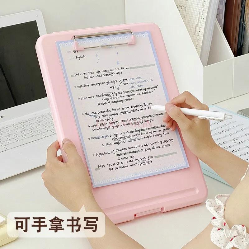 2pcs student specific board clip storage folder,Multi functional folder, writing pad, test paper storage box,