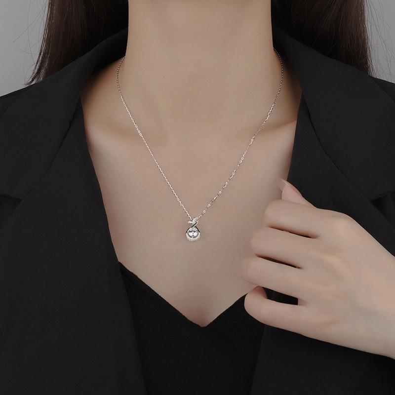 Fish Tail Pendant Necklace Women 990 Fine O-Link Chain Minimalist Chic Jewelry Adjustable 21-50cm