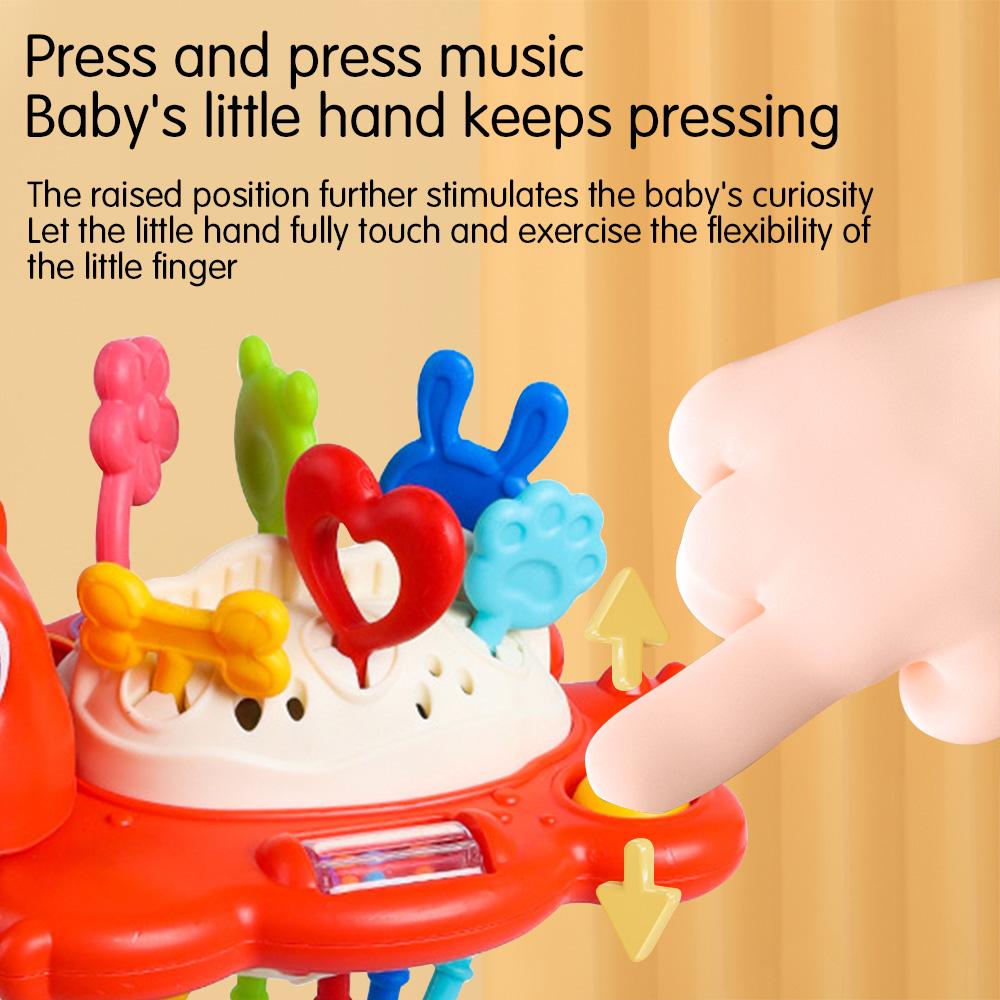 Dinosaur Pull String Toy for Baby Montessori Toy Sensory Toy for Toddlers Food Grade Silicone Baby