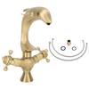 Bathroom Sink Faucet Copper Antique Dolphin Double Lever Washbasin Mixer Tap for Kitchen Toilet