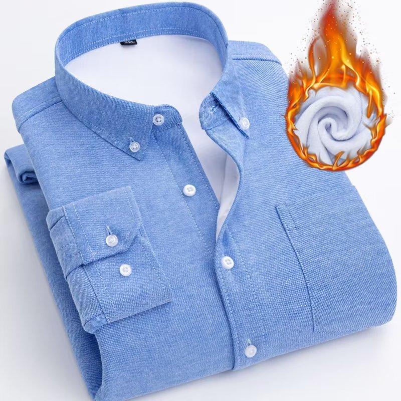 Новая осенне-зимняя деловая универсальная рубашка-куртка, мужская однотонная теплая рубашка с длинными рукавами, повседневная рубашка для активного отдыха