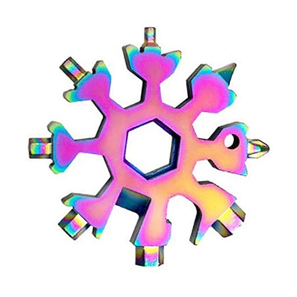 18 In 1 Universal Screw Wrench Snowflake Camp Key Ring Outdoor Wrench Hexagon Wrench Pocket Tool Corkscrew Tools for Reparing
