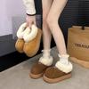 2025 New Ugly Cute Big Head Snow Boots Women's Winter Fur Integrated Warm Bread Cotton Shoes Platform Short Boots