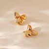 Vintage French Bow Design 18k Gold Plated Copper Stud Earrings For Women