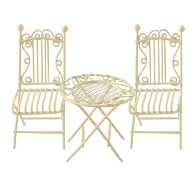 Миниатюрная кукольная мебель Железный стол и стул Набор Модель Фигурка для рукоделия Садовая сцена бистро для демонстрации