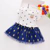 Summer Baby Girls Dress Heart Leaves Applique Patchwork Sundress with Ruffle Hem for Toddlers 1-3 Years