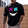 2023 New Men's Printing 3D Printing Vicious Smiley Short Sleeve Personality Oversized Shirt T-Shirt Street Men's Fitness T-Shirt