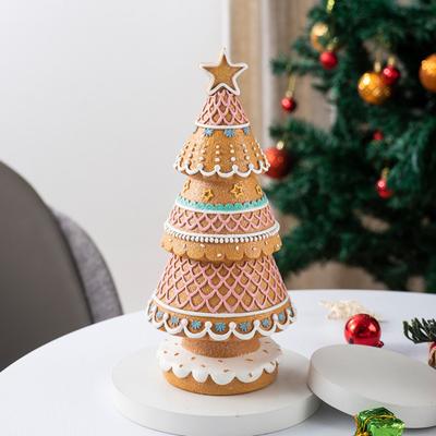 Мини Пряничная Рождественская Елка Украшение Миниатюрная Рождественская Елка Полимерная Статуэтка Фигурка Дом Офис Праздничная Вечеринка Настольное Украшение