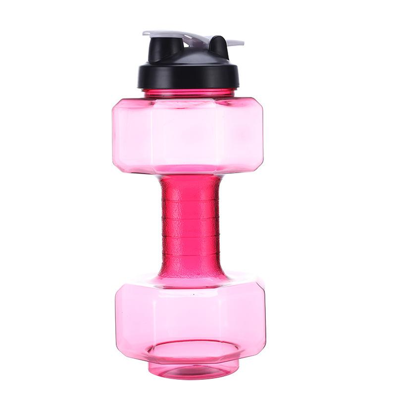 Fitness Dumbbell Shaped Water Bottle, Fillable Plastic Weight Training Dumbbell Cup, Large Capacity Outdoor Sports Drinking Flask