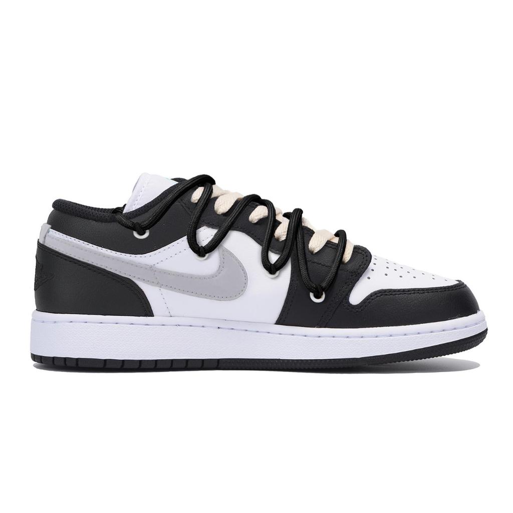 Jordan Air Jordan 1 Устойчивые к истиранию Нескользящие Низкие Винтажные Баскетбольные Кроссовки Мужские Черный Белый Серый 553558-131(Команда85-)
