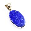 Natural Lapis Lazuli Gemstone 925 Sterling Silver Two Tone Pendant 1.8'' B2q43