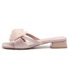 Soft Leather Version~ Pink Flower with Skirt Slippers Female Summer New French Gentle Fairy Evening Breeze Vacation Thick Heel