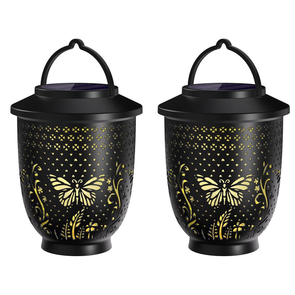 Solar Projection Light Garden Decor Solar Lantern with Butterfly Pattern Hanging Solar Wall Light Waterproof Backyard Patio Yard