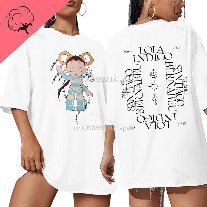 Lola Indigo Camiseta Two Side Printed World Tour T Shirt Camisa Fan Gifts Humor Spain Singer Cotton Oneck Fashion Top Clothes