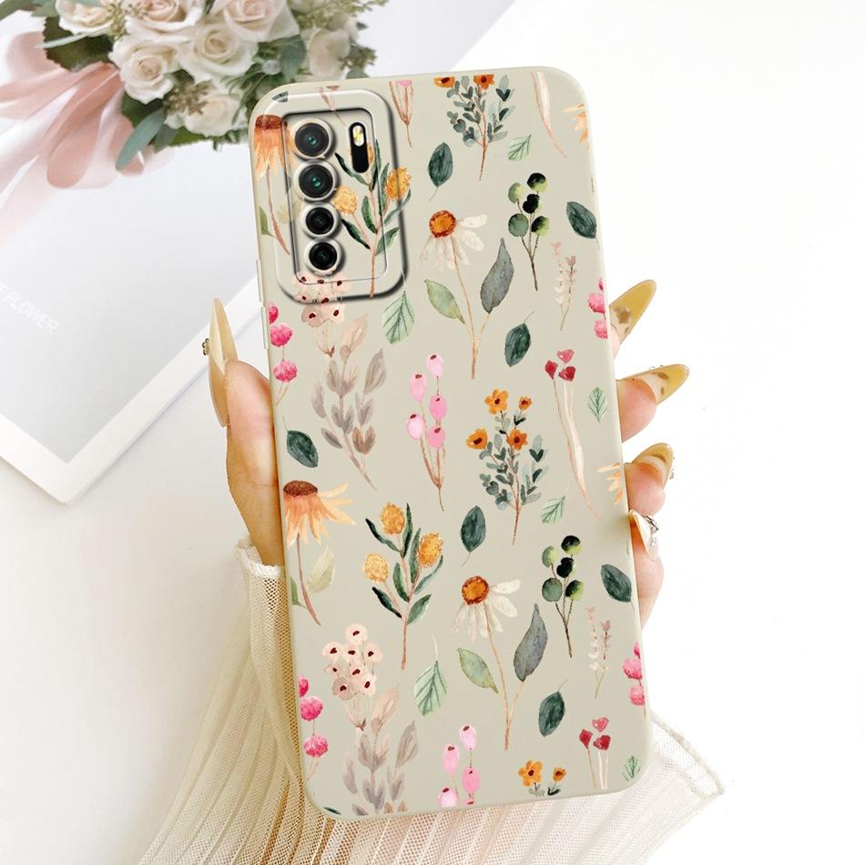 For Huawei Nova 7 SE 5G / P40 Lite (5G) CDY-NX9A CDY-NX9B Cute Cat Flower Cartoon Phone Case Shockproof Soft Silicone Bumpers