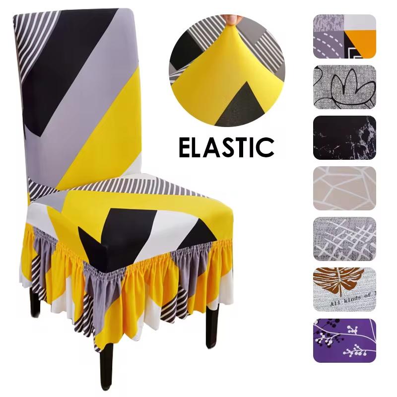 Dining Chair Slipcover Stretch Chair Covers for Dining Room Washable Kitchen Chair Cover with Skirt for Home Party 1pc
