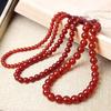 Natural Stone High Quality Sardonyx Round Beads Necklace Bohemian Women's Classic and Elegant Handmade Beaded Necklace