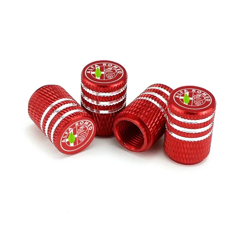4PCS Metal Wheel Valve Stem Caps Tire Air Cover for Alfa Romeo Spider 147 155 156 159 Giulia Mito Stelvio 4C GT Car Accessories rvcr43