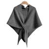 Women Shawl Wraps Solid Color Winter Neck Warm Knitted Cardigan Cape Imitation Wool Cashmere Shoulder Poncho Coat Shawl Scarf