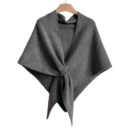 Women Shawl Wraps Solid Color Winter Neck Warm Knitted Cardigan Cape Imitation Wool Cashmere Shoulder Poncho Coat Shawl Scarf
