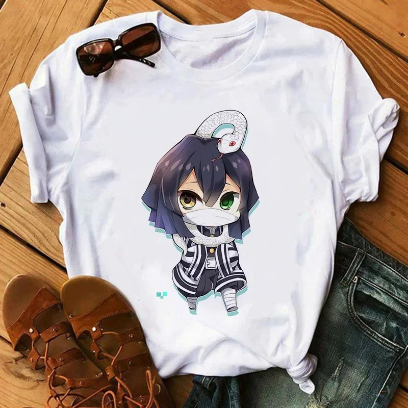 Футболка Kimetsu No Yaiba Kamado Nezuko с графическим принтом для женщин, эстетика Harajuku, белые топы, футболка 2021 года, женская футболка в японском стиле