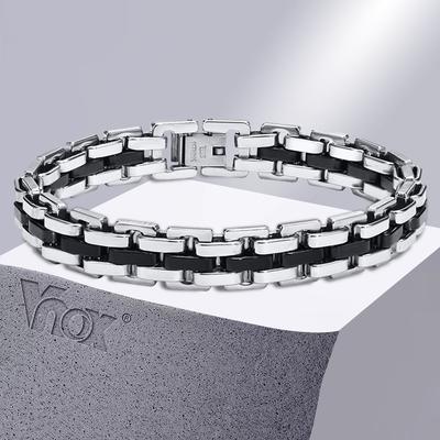 Vnox Стильные браслеты-цепочки с ремешком для мужчин и мальчиков, подарок, ювелирные изделия, ширина 10,7 мм, браслет из звеньев из нержавеющей стали, подарок на День отца для папы
