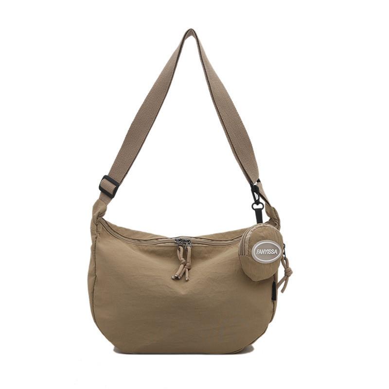 Soft Girl Nylon Satchel Bag With Zipper Closure For Daily Use