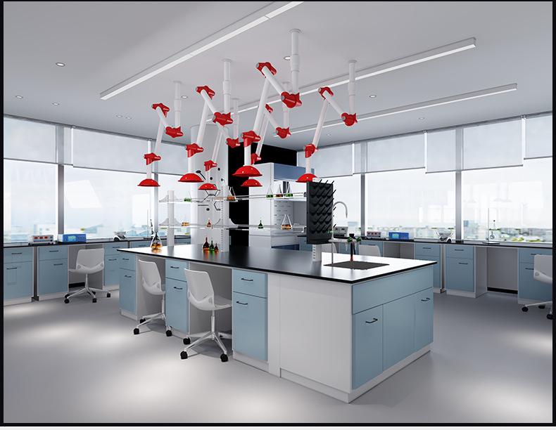 Steel-Wood Laboratory Experiment Bench with All-Steel Central Bench and Fume Hood