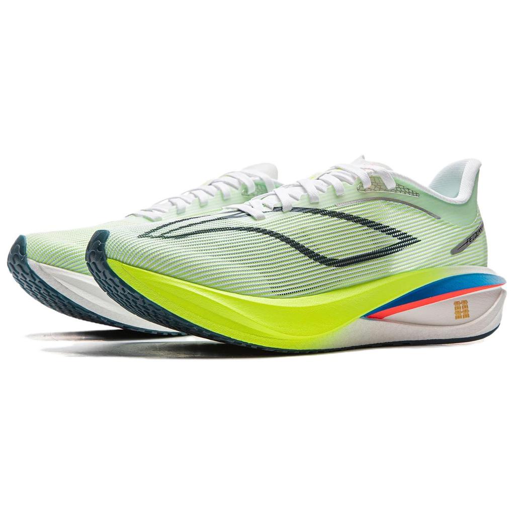 Li Ning Feidian 5 Challenger Сверхлегкая технология амортизации Беговые кроссовки Мужские кроссовки Стандартный-Белый Флуоресцентный-Ярко-зеленый ARMV001-19