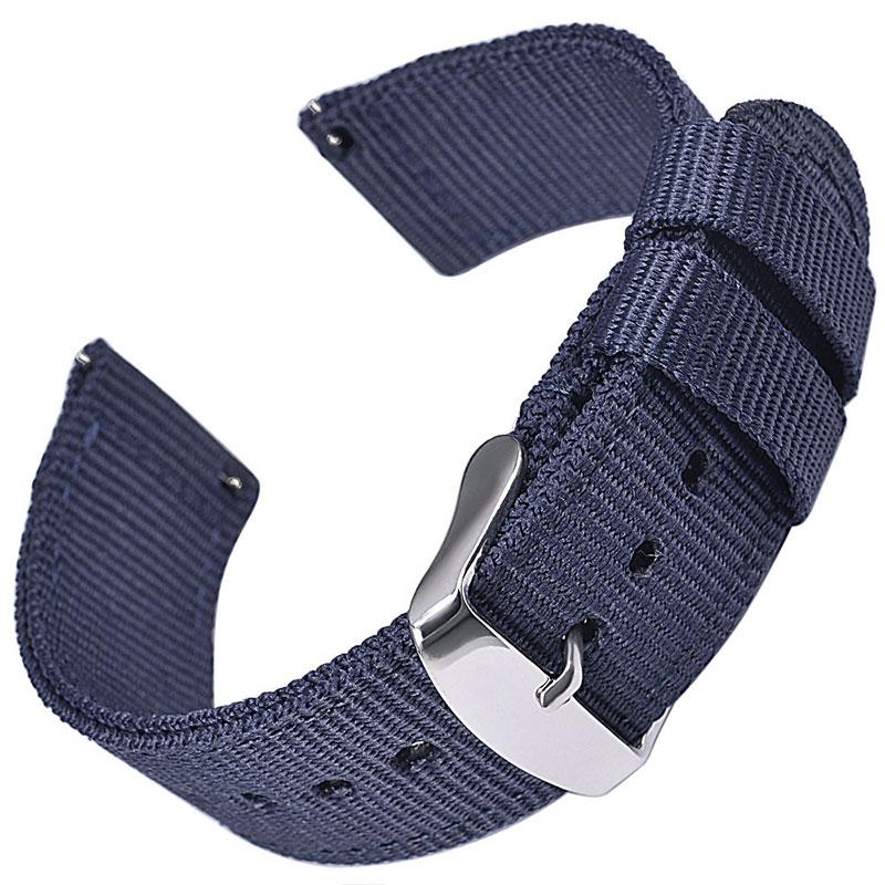 18/20/22mm With Steel Metal Needle Buckle Canvas Watch Strap Outdoor Sports Strap Nylon Watch Band