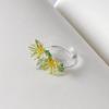 Handmade Glass Four-leaf Clover Ring Cute Coloured Glaze Ring Daisy Flowers Finger Ring  Girls