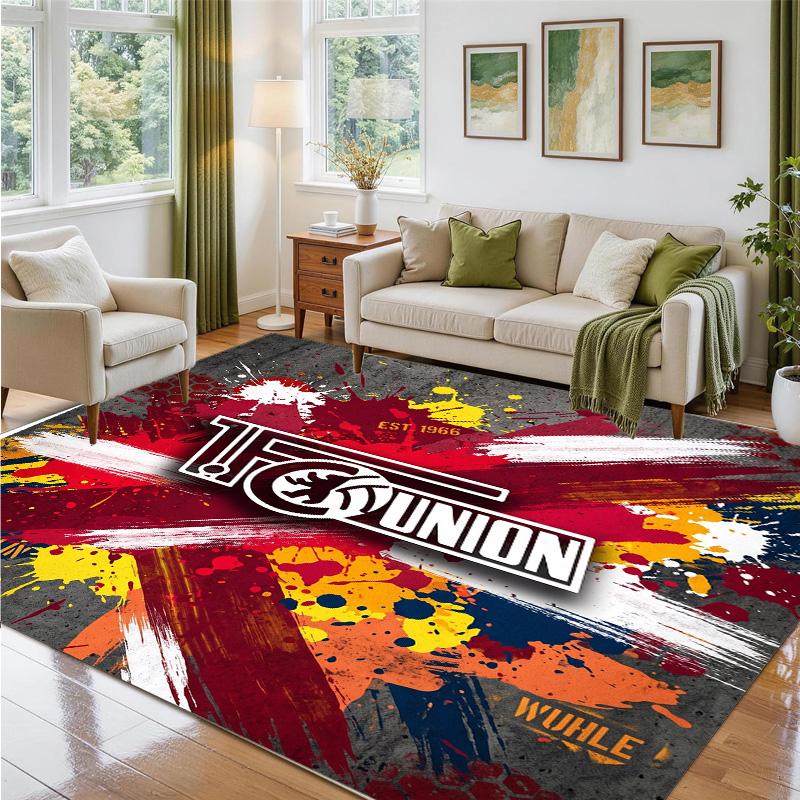 Union Berlin FC Design Crystal Velvet Rug Soft Decorative Mat for Bedroom Entrance
