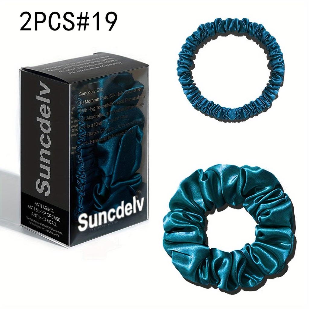 2 шт. 100% натуральный шелк однотонные резинки для волос высокого качества резинки для волос 22Momme женские большие повязки для волос аксессуары для волос маленькие+большие