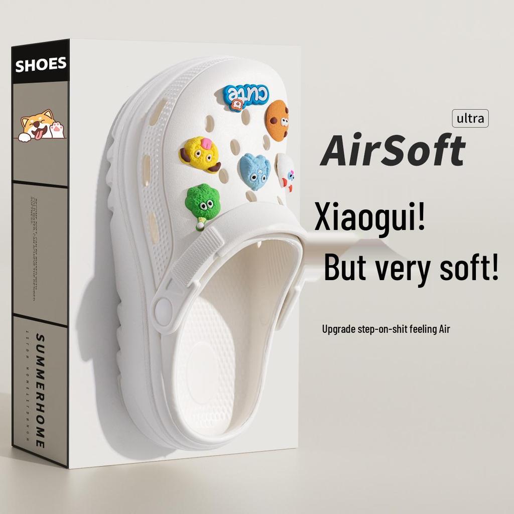 Женские черные нескользящие пляжные клоги на толстой подошве 2025 года для комфортной летней носки