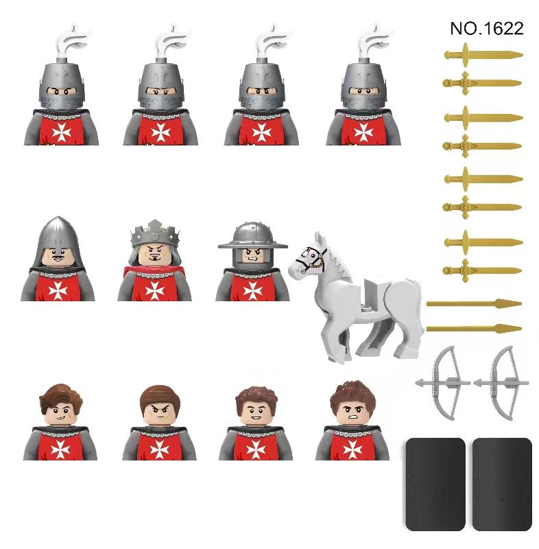 Военные Строительные Блоки Средневековые Фигурки Солдат Подарки Игрушки Оружие Щит Священная Римская Империя Сент-Лазарь Рыцарь Иерусалима Легион MOC