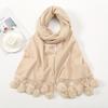 Women Warm Scarf With Rabbit Fur Ball Pashmina Thick Scarves Shawls Winter Cashmere Pompom Scarf Ladies Oversize Blanket Wrap