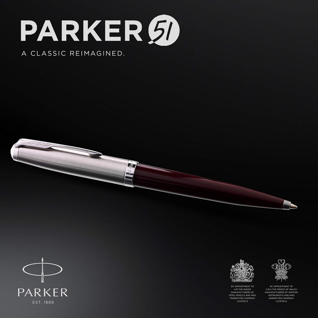 Parker Шариковая ручка 51 Бордовый CT Средний стержень На масляной основе Подарочная коробка Оригинальный импортный продукт 2123500Z