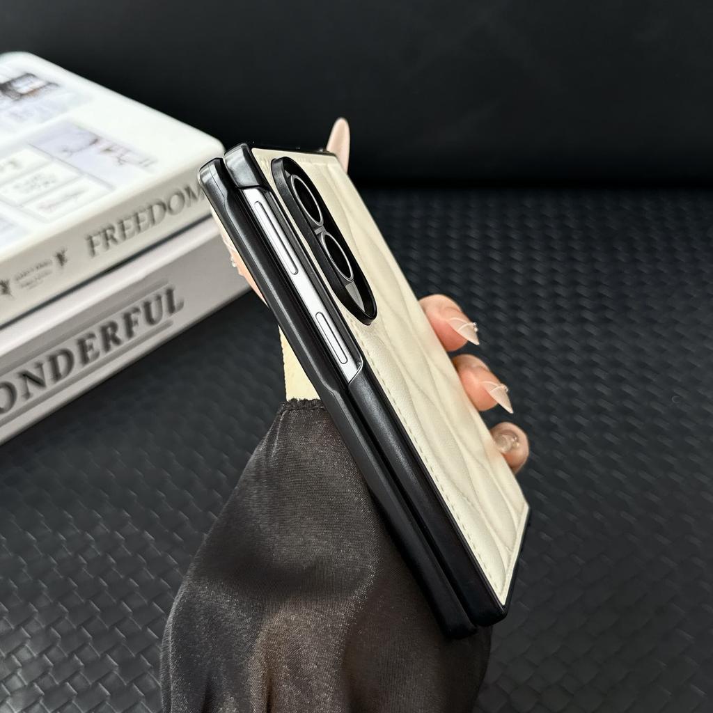 Leather Phone Case for Samsung Galaxy Z Fold 8 Ultra 7 6 5 Hinge Full Protection Shockproof Cover for Women Phone Bumpers