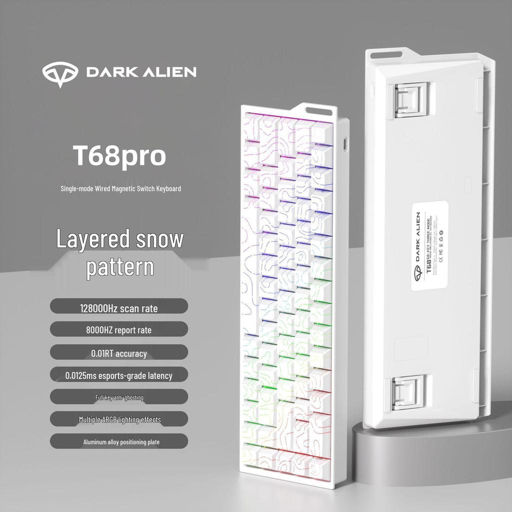 Магнитная механическая игровая клавиатура T68PRO с RGB, регулируемым срабатыванием, низкой задержкой, боковой гравировкой.